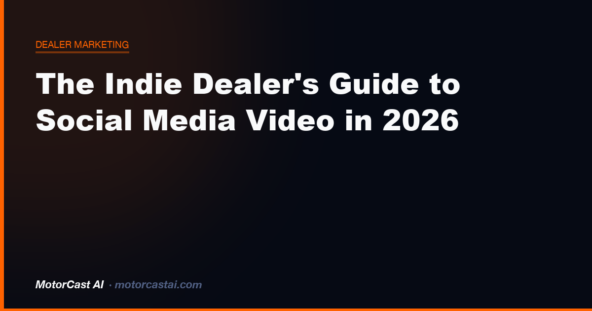 The Indie Dealer's Guide to Social Media Video in 2026